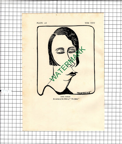 Gwen Farrar Tom Titt / M Millerand Jean Cocteau Caricature - 1928 Illustration