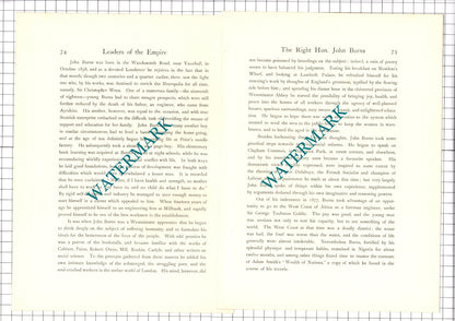 The Right Hon John Burns MP  -- c.1920 Print / Article