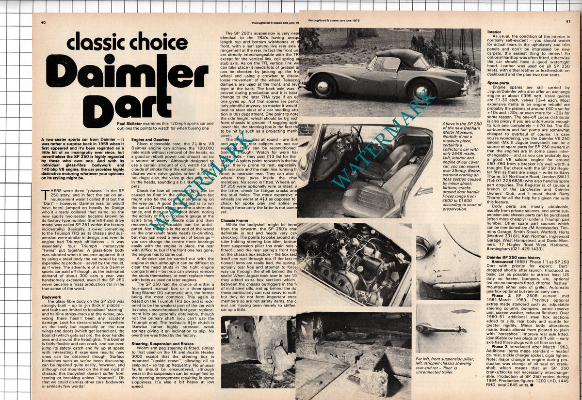 Daimler Dart Car Review  - 1976 Article