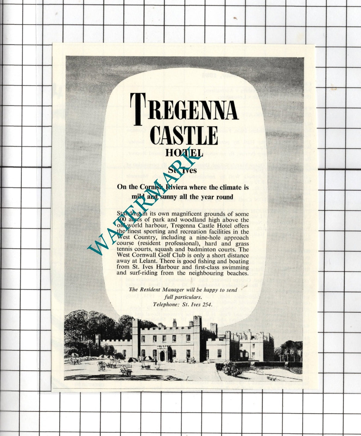 Tregenna Castle Hotel St Ives Cornwall Advert - 1956 Clipping