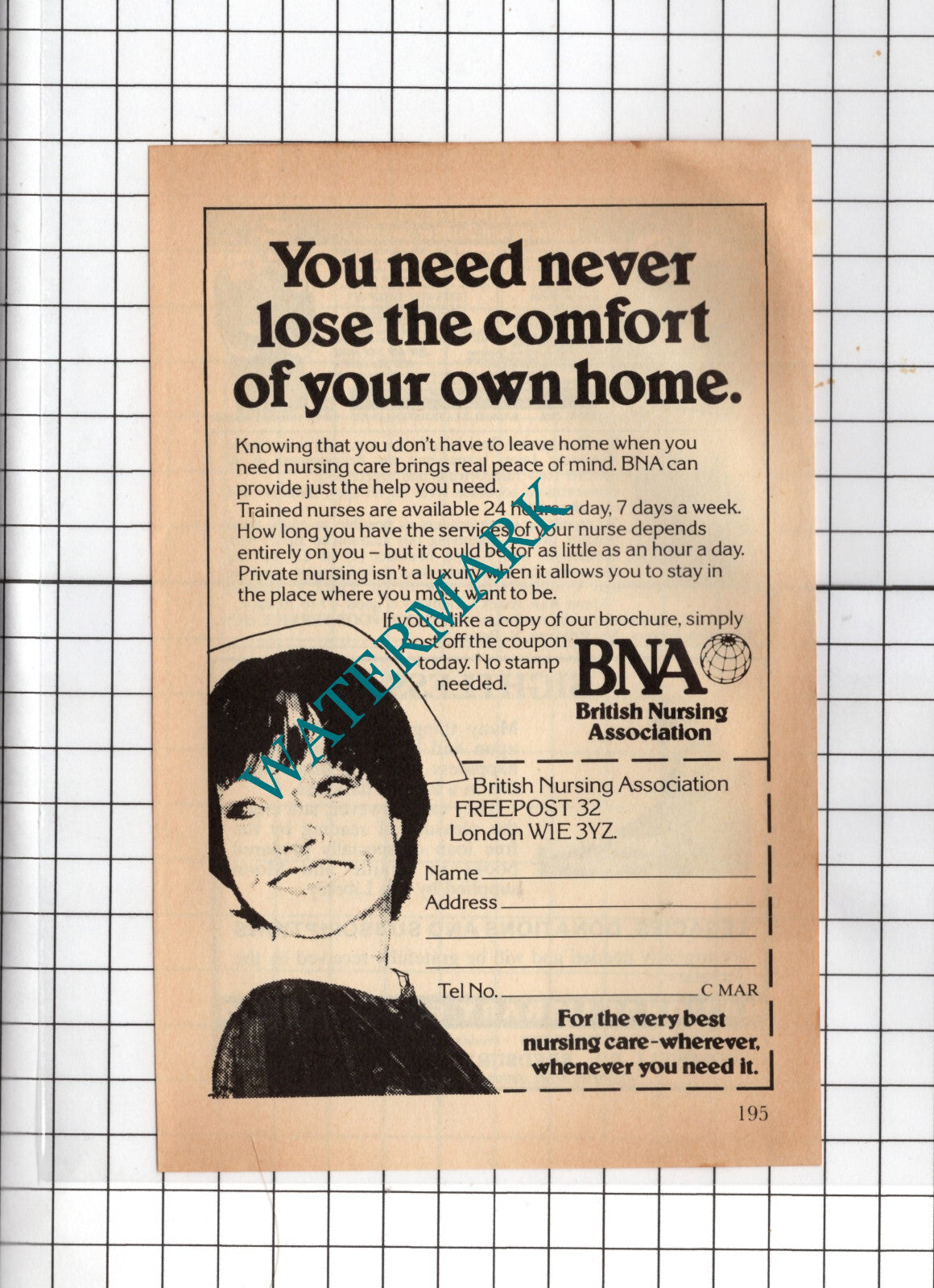 British Nursing Association BNA - 1981 Small Advert