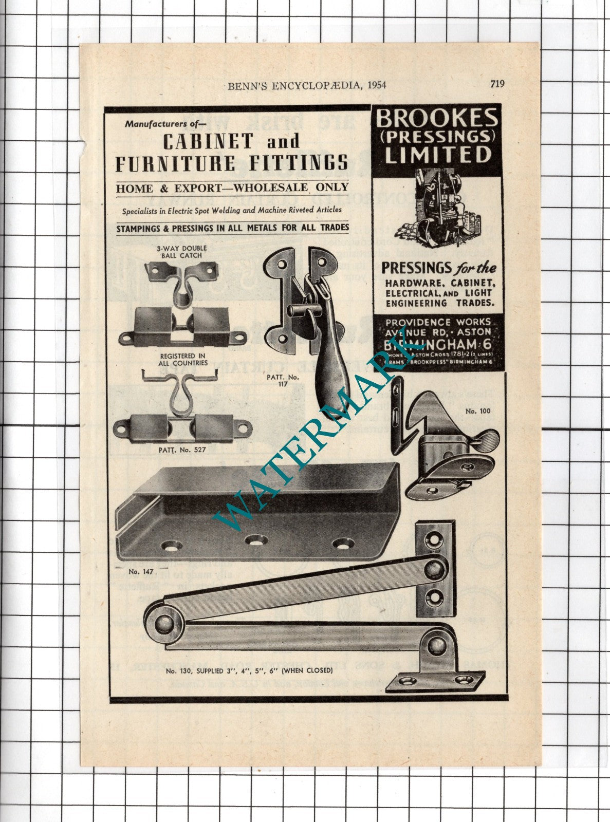 Brookes (Pressings) Ltd Birmingham / Thomas French & Sons Manchester 1954 Advert