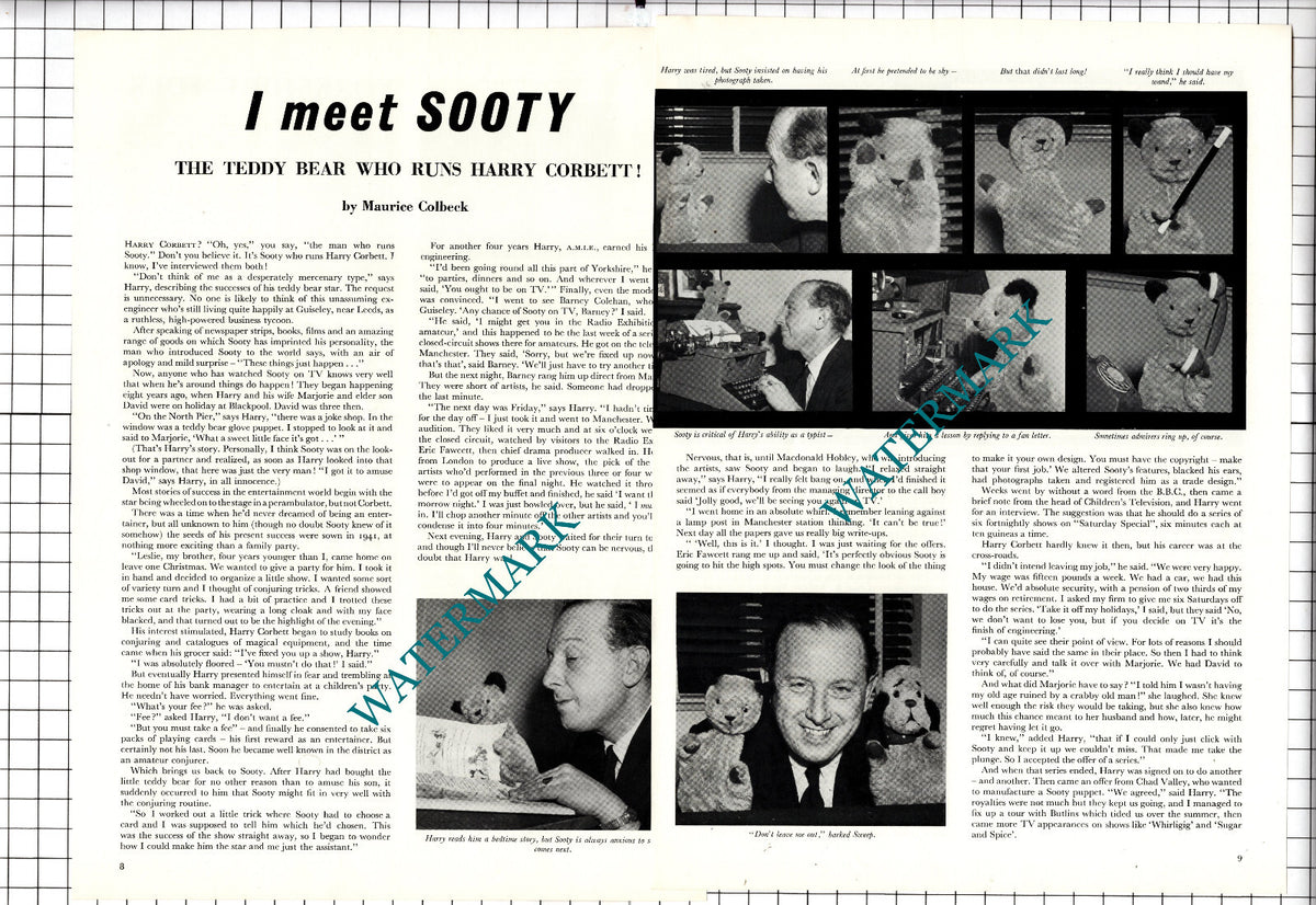 Harry Corbett and Sooty  -1957 Article
