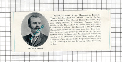 William Henry Hesketh Old Trafford /   Charles Ireland Stockport  c.1900 Cutting