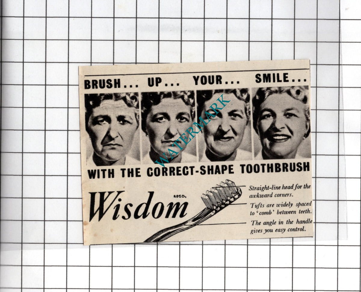 Wisdom Toothbrush Advert   - 1948 SMALL Cutting