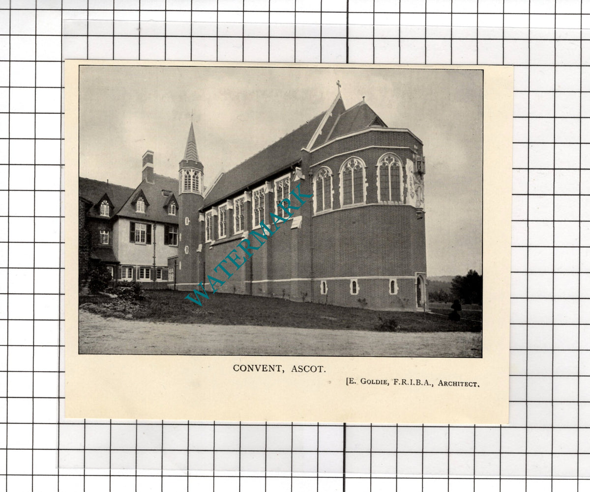 Convent Ascot Berkshire E Goldie Architect - c.1910 Small Cutting / Print