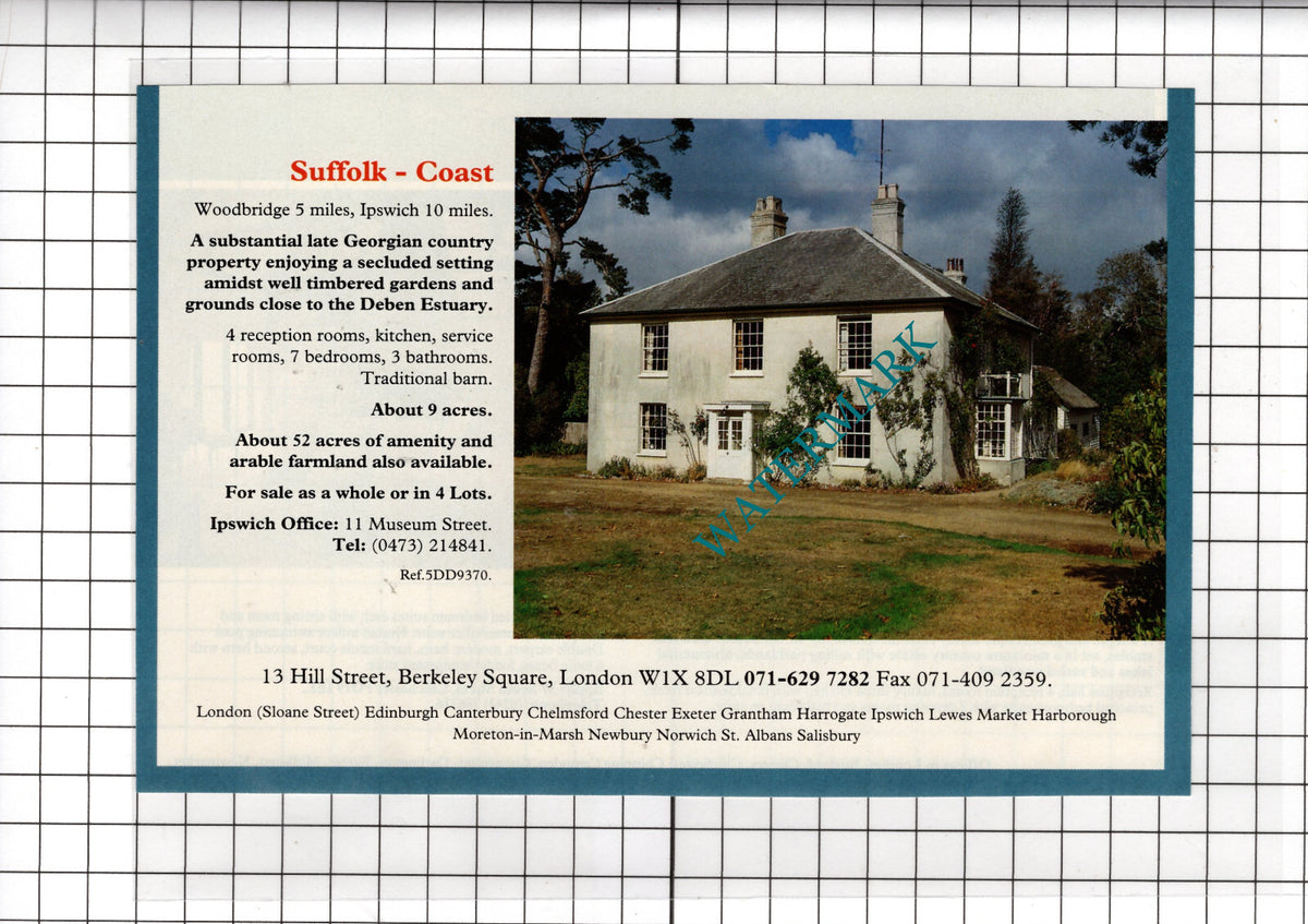 Woodbridge Suffolk House Sale Advert -- 1991 Clipping