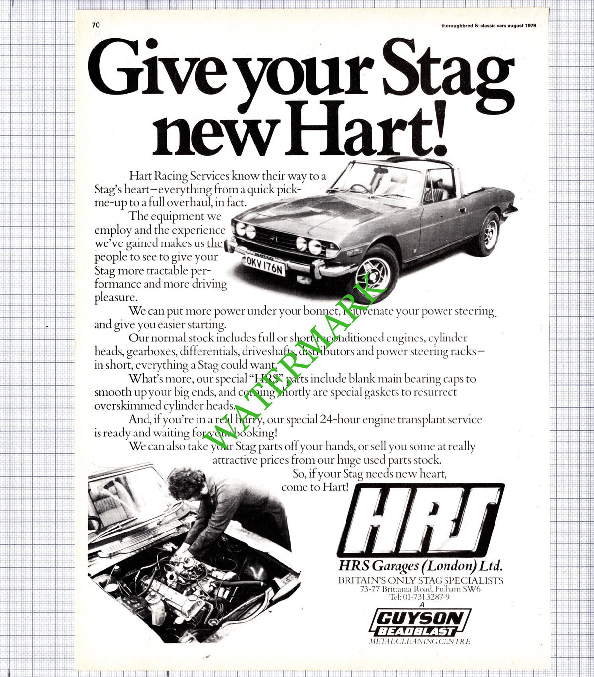 HRS Hart Racing Services Fulham London  - 1979 Advert
