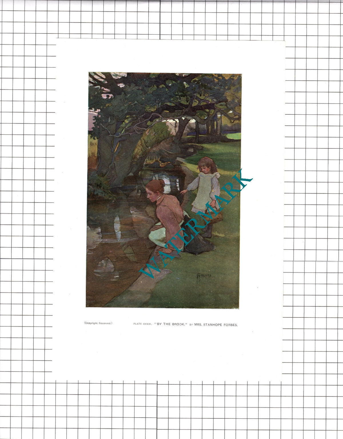 By The Brook by Mrs Stanhope Forbes  - 1904 Print
