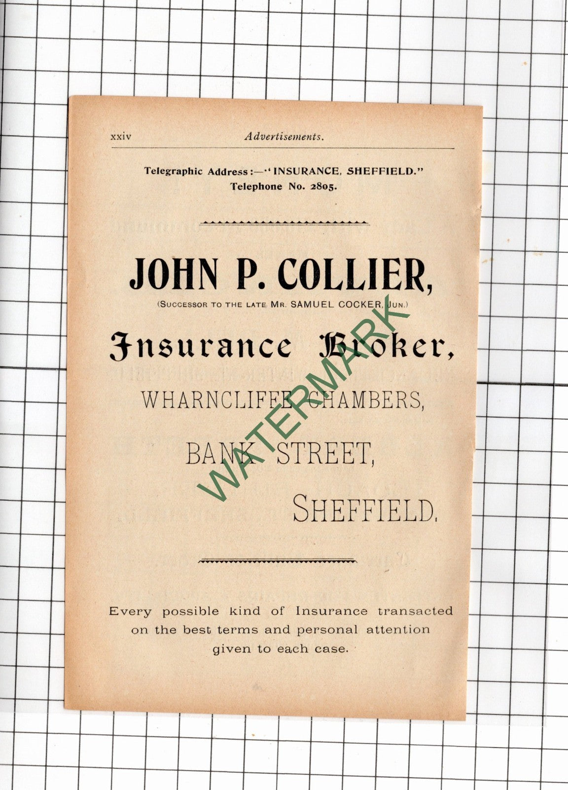 Mrs M Bell Sheffield Money Lender / Albert Freeth / John Collier - 1902  Advert