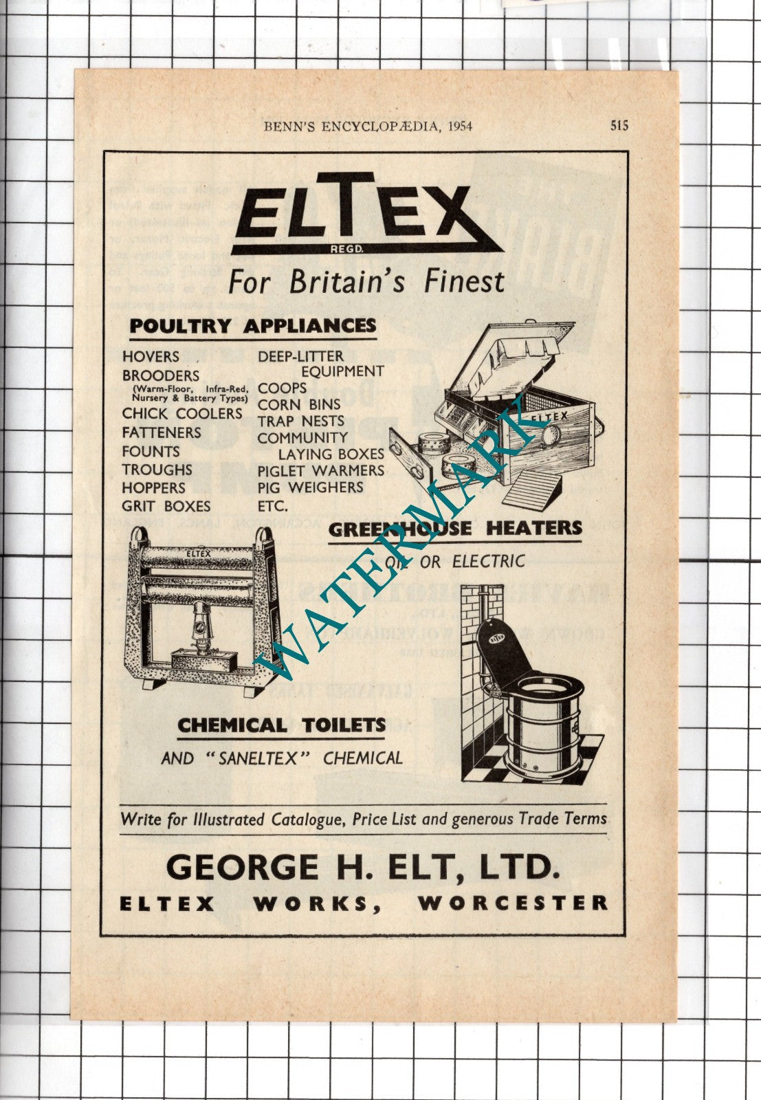 George H Elt Ltd Eltex Works Worcester Advert - 1954