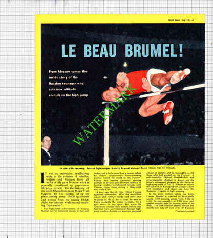 Valeriy Brumel Russian High Jumper - 1961 Article