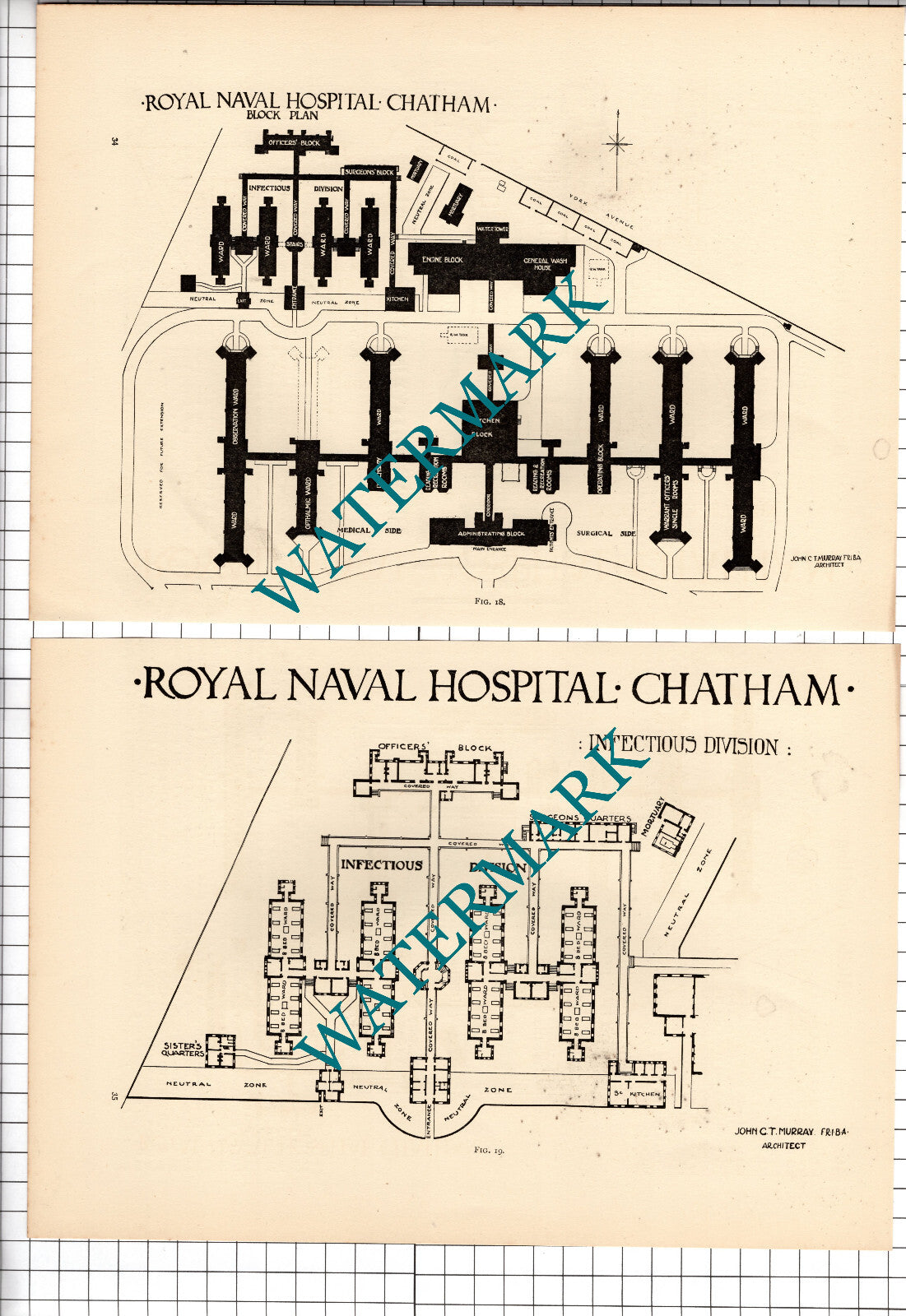 Royal Naval Hospital Chatham Kent John C Murray Architect- c.1910 2-Part Cutting