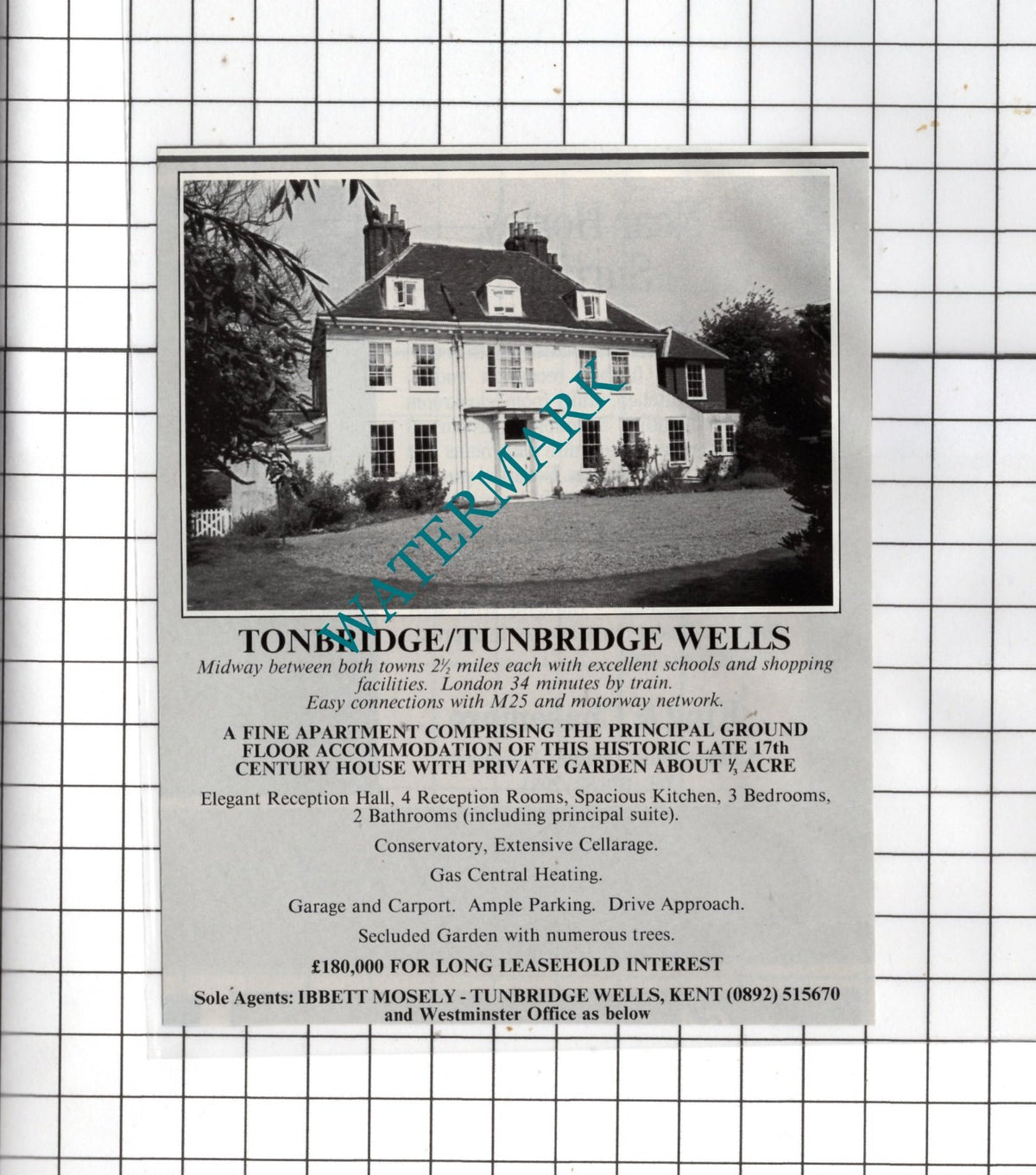 Tonbridge Kent Tunbridge Wells - 1989 Small House Sale Advert