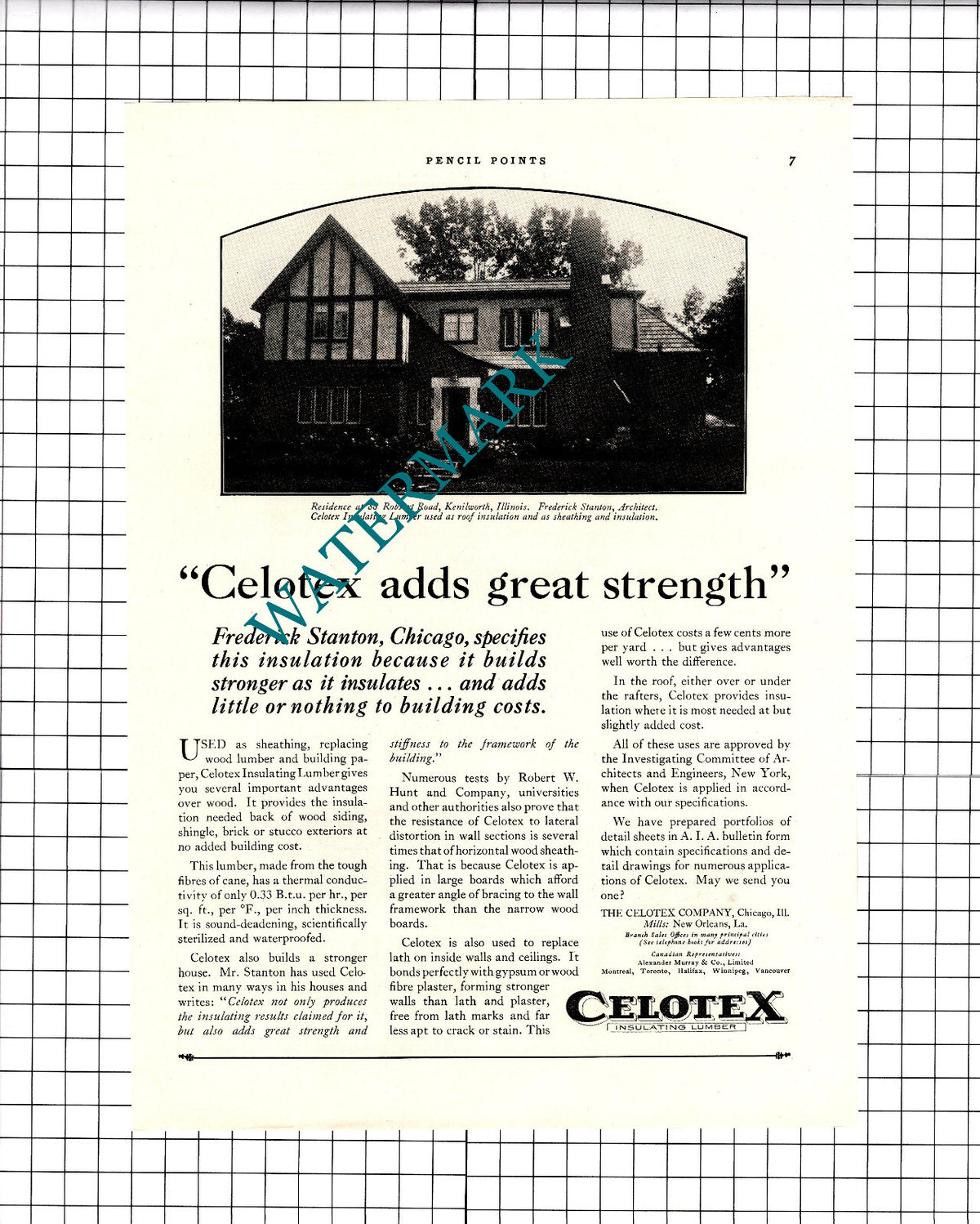 Robsart Rd Kenilworth Illinois Frederick Stanton Architect Celotex - 1926 Advert