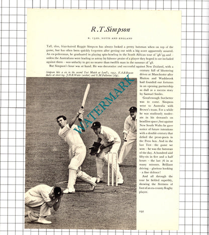Godfrey Evans Cricketer /  Reggie Simpson Cricket - 1952 Book Print
