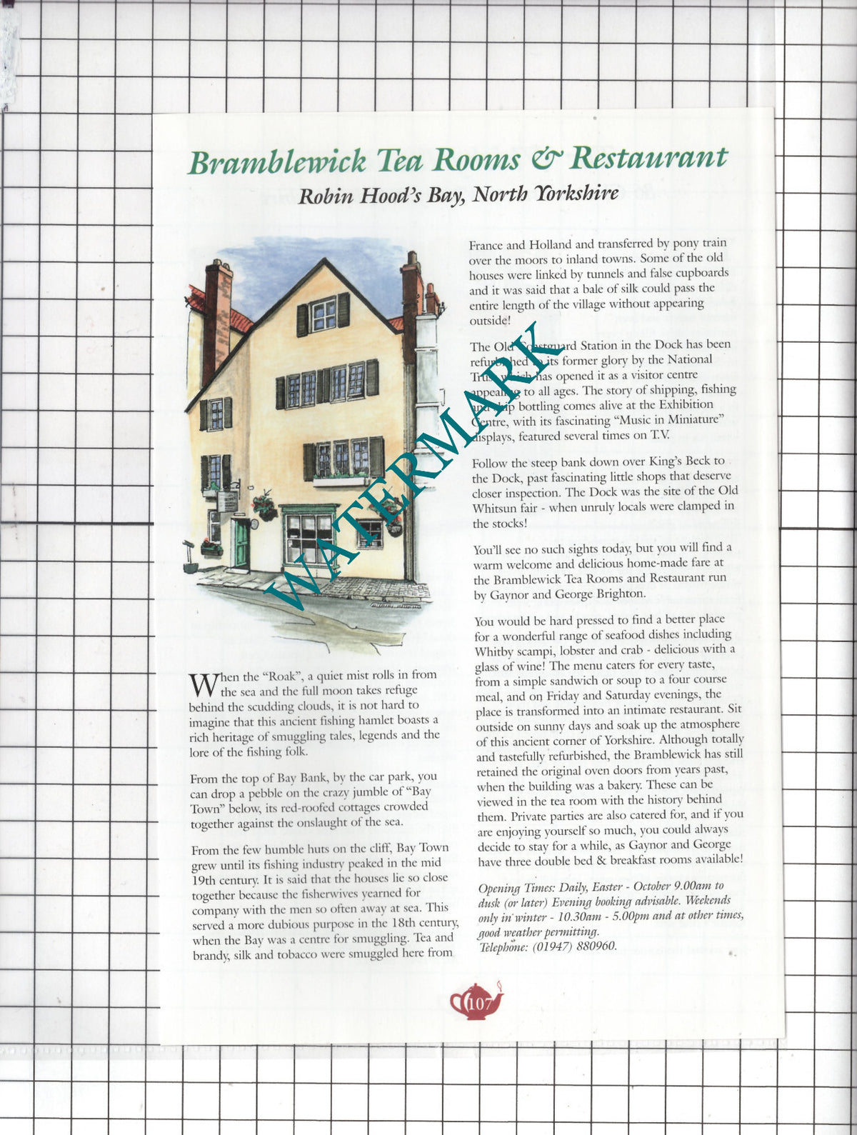 Bramblewick Tea Rooms Robin Hood's Bay / Whitby Tea Rooms Aydon -c.2000 Advert
