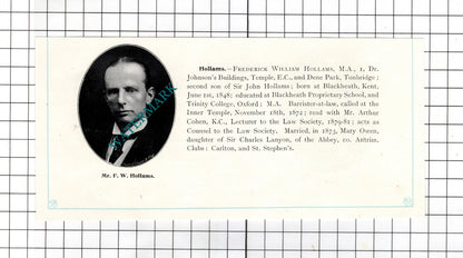 Frederick William Hollams  / Arthur Hill Hutton Houghton Hall  -c.1905 Clipping