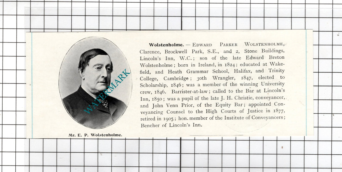 Edward Parker Wolstenholme / Thomas Howard Wright Hackney  - c.1905 Clipping
