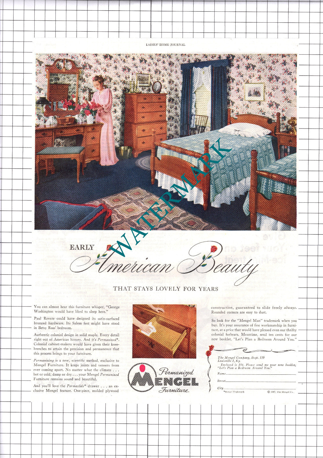 Mengel Furniture Louisville Kentucky USA ADVERT -   1947 Clipping / Print