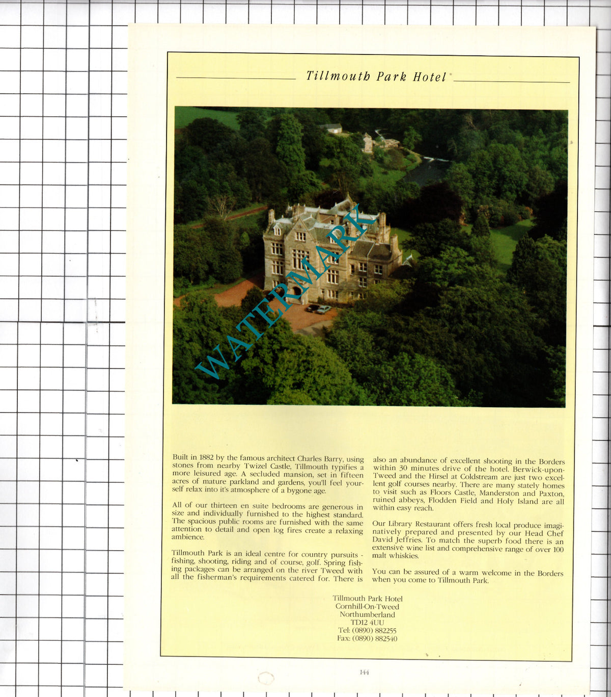 Tillmouth Park Hotel Cornhill-On-Tweed Northumberland Advert - 1995 Cutting