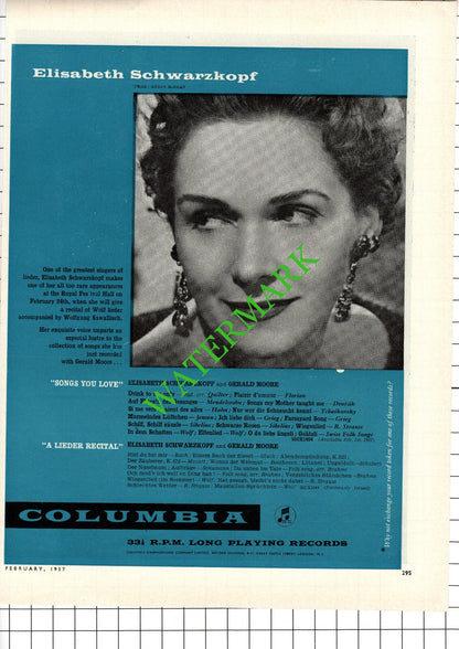 Tito Gobbi / Elizabeth Schwarzkopf Columbia Advert - 1957 Cutting