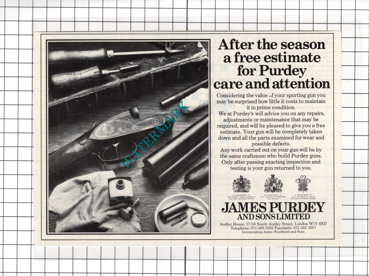James Purdey And Sons Ltd London - 1991  Advert