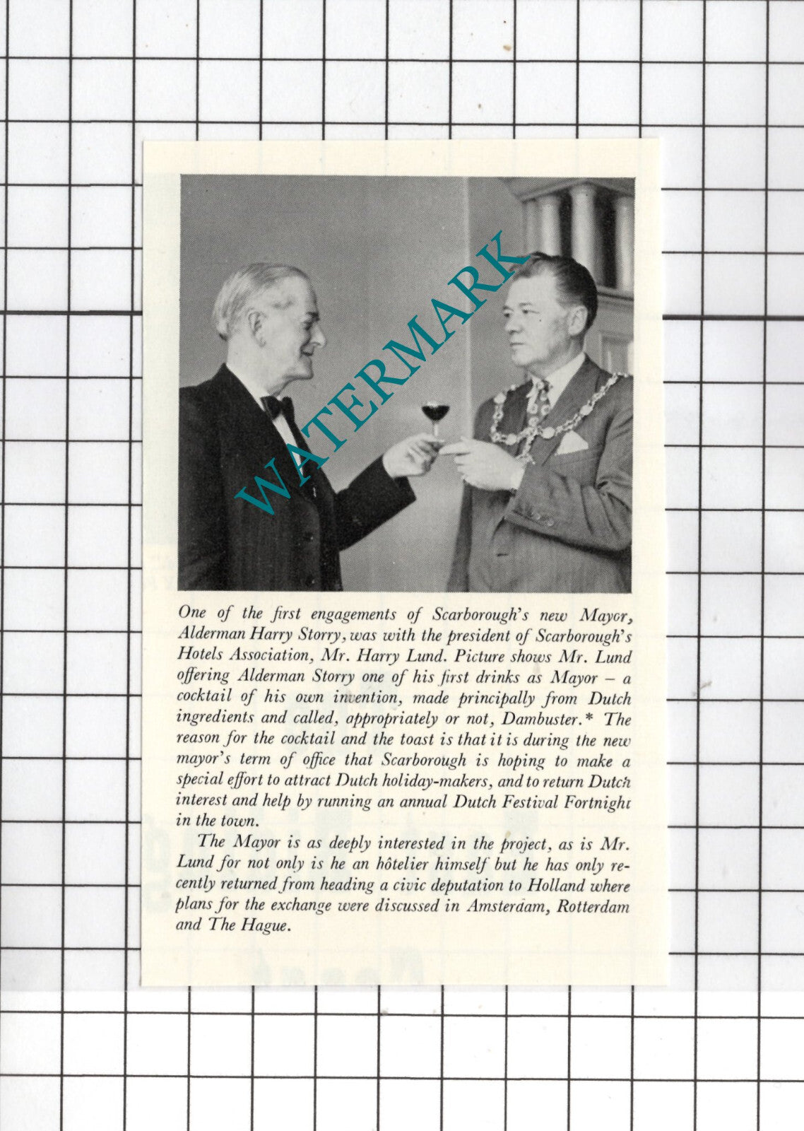 Alderman Harry Storry Mr Harry Lund Scarborough Yorkshire - 1956 Small Clipping