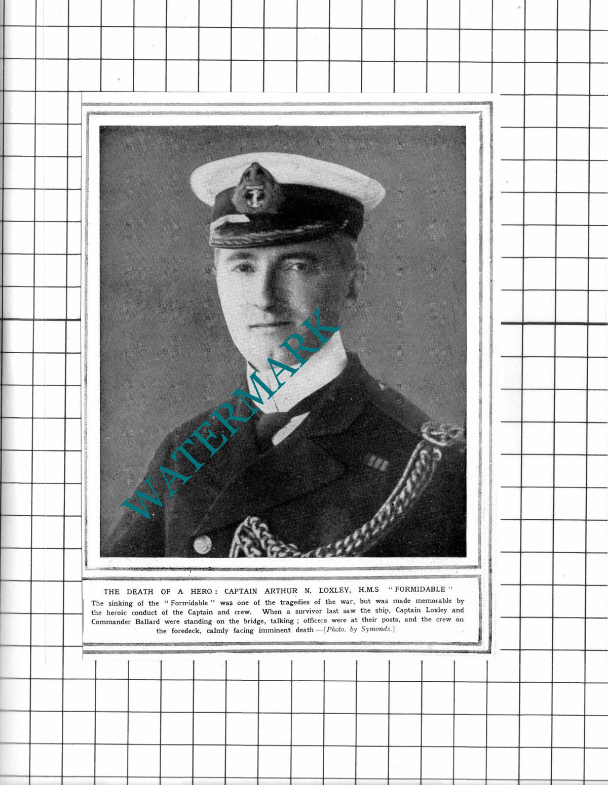 Captain Arthur N Loxley HMS Formidable Ship - c.1915 Clipping / Print