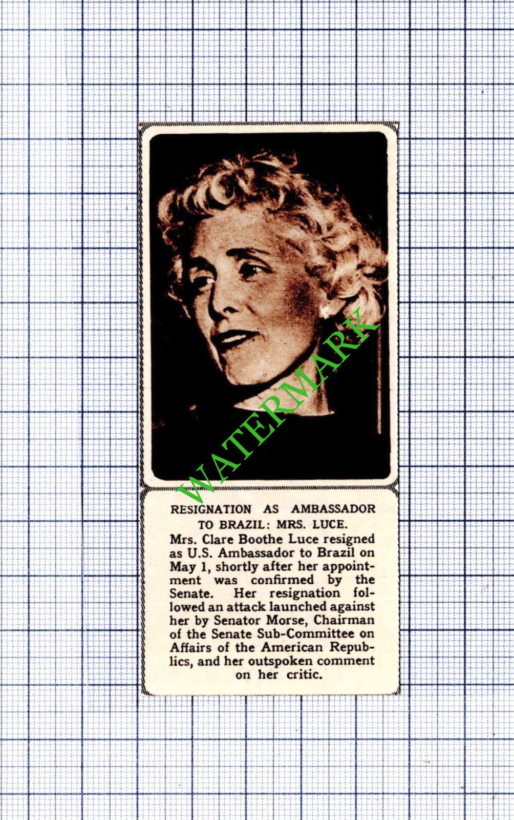 Mrs Clare Boothe Luce  - 1959 Small Cutting