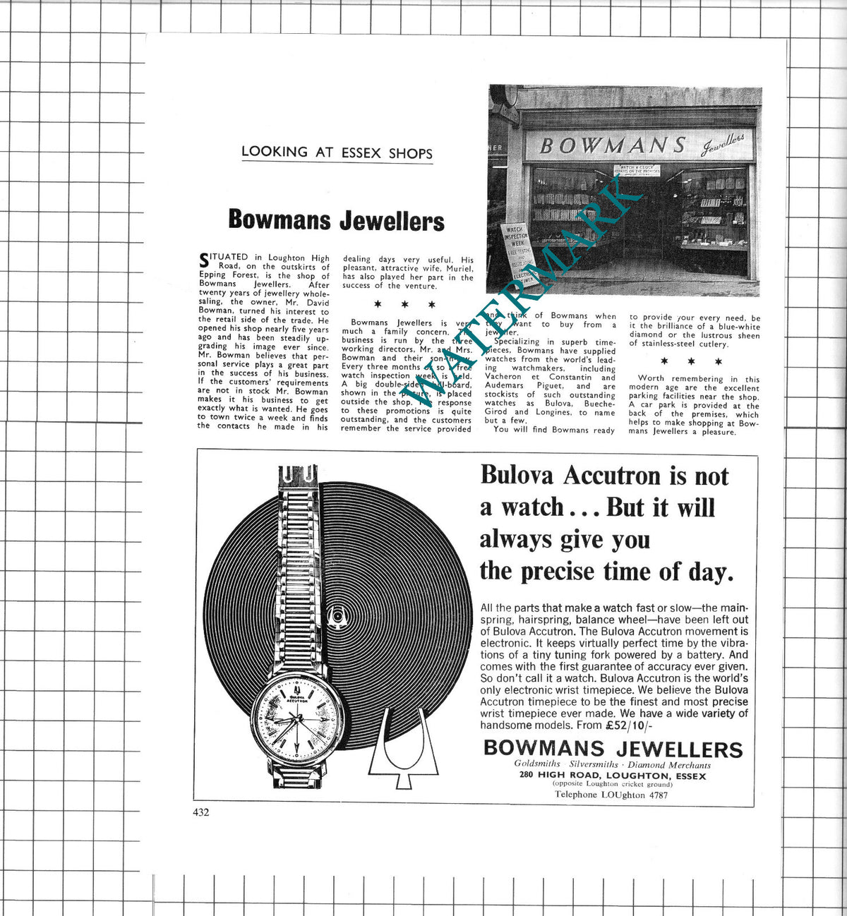 Bowmans Jewellers Loughton Essex  -  1967 Clipping