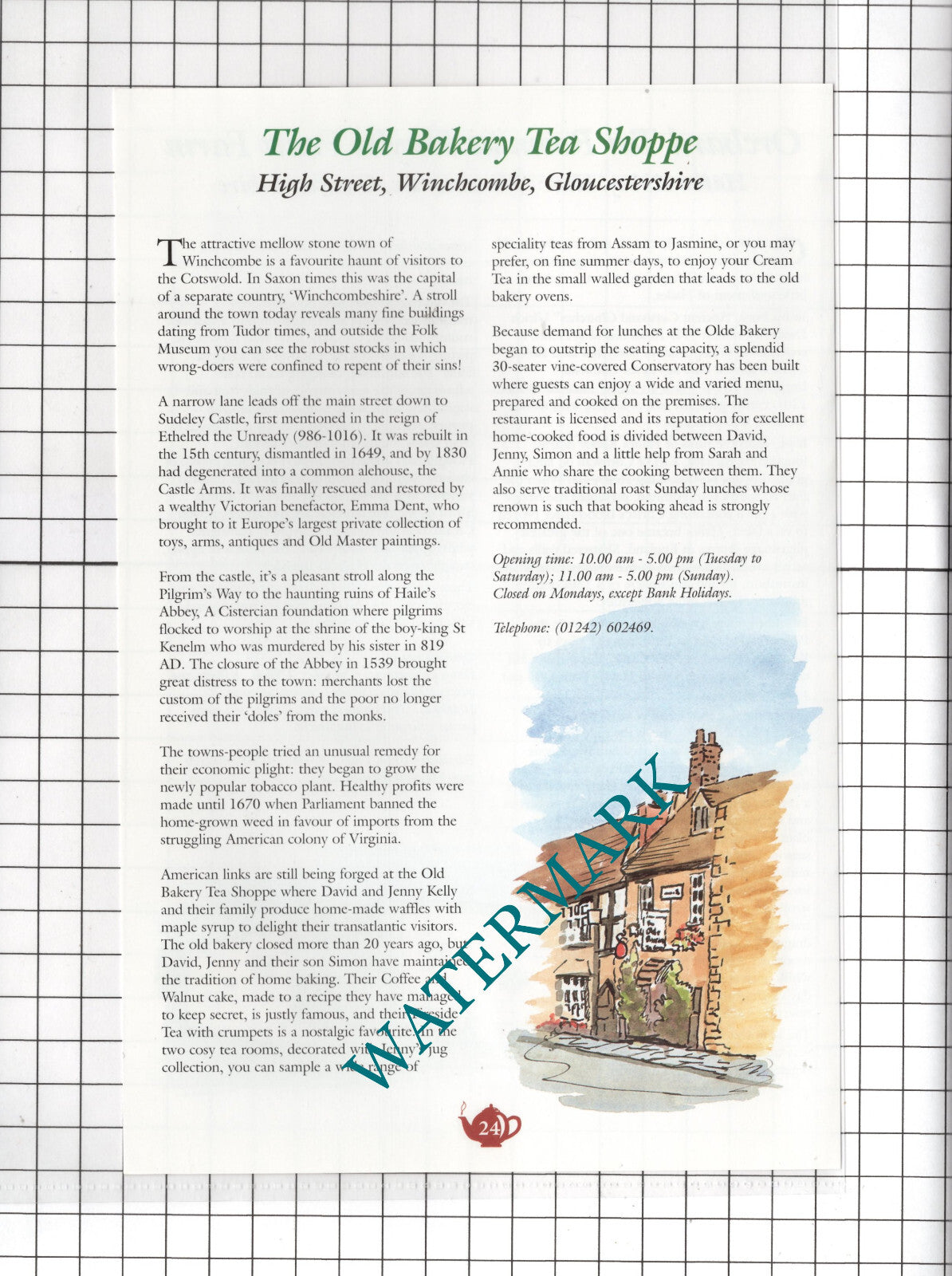 Old Bakery Tea Shoppe Winchcombe Kelly Hayles Fruit Farm Harrell  -c.2001 Advert