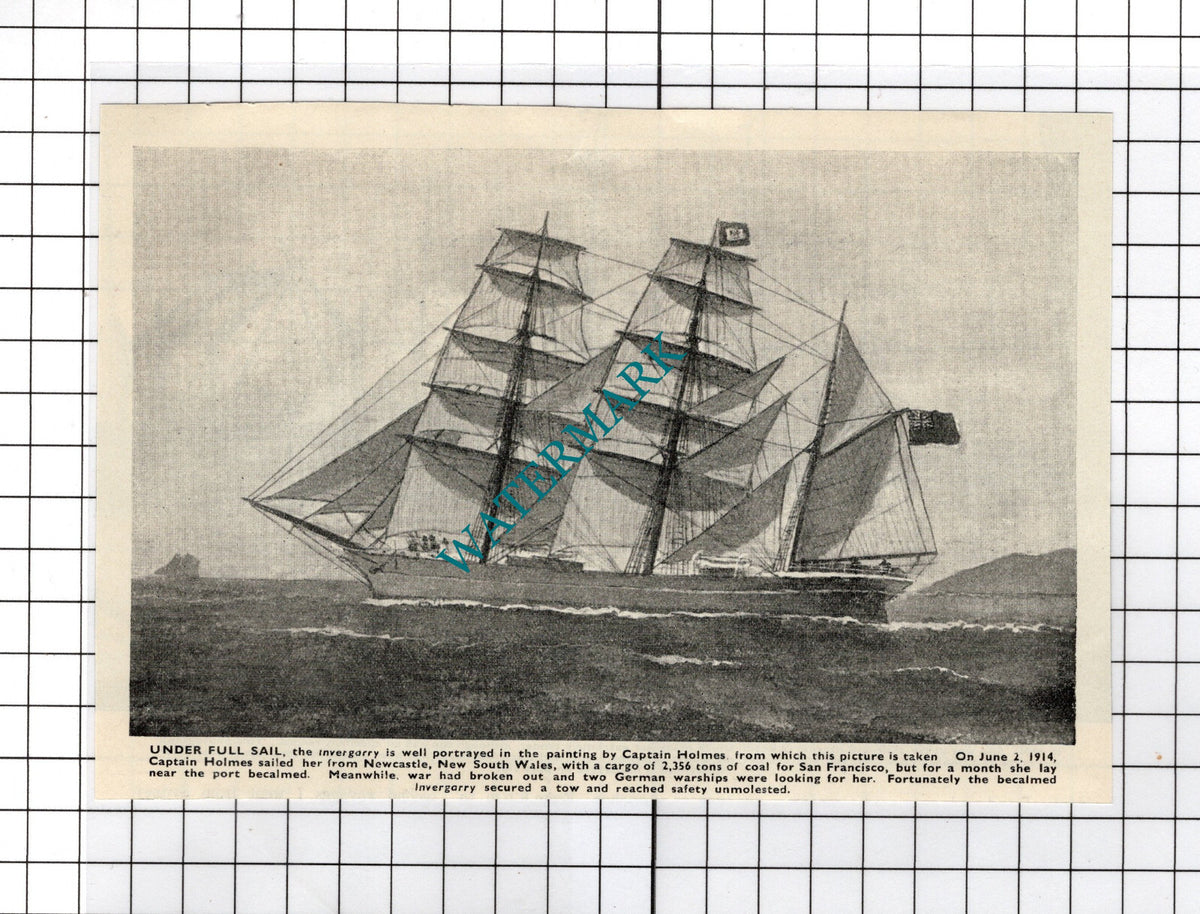 INVERGARRY Ship  - c.1940's Cutting