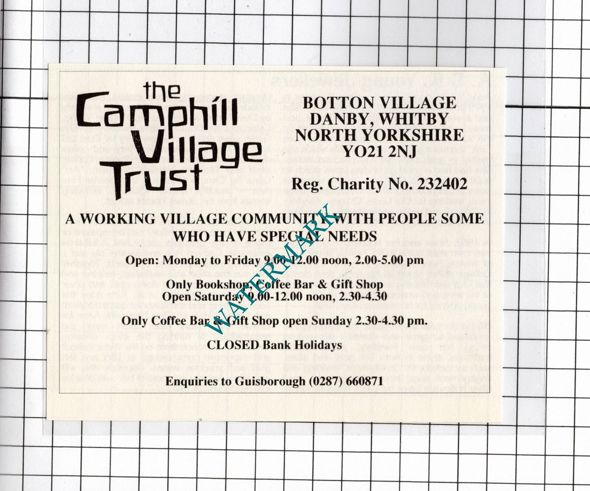 The Camphill Village Trust Botton Village Danby North Yorkshire  - 1990 Advert