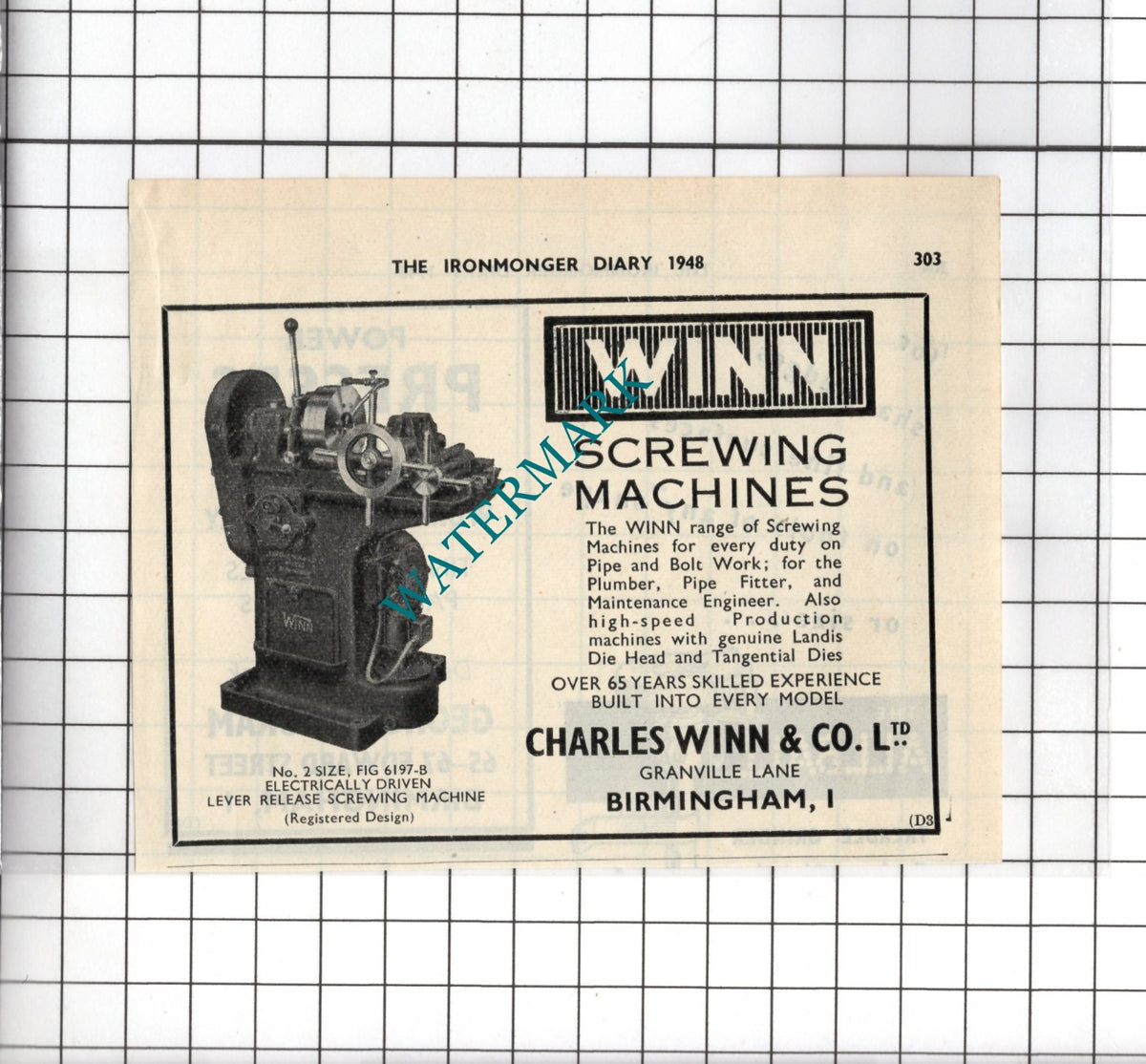 Charles Winn & Co Ltd Birmingham England  -  1948 Small Advert