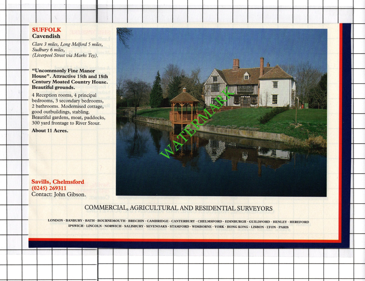 Ludlow Shropshire / Cavendish Suffolk House Sale Advert - c.1991 Cutting