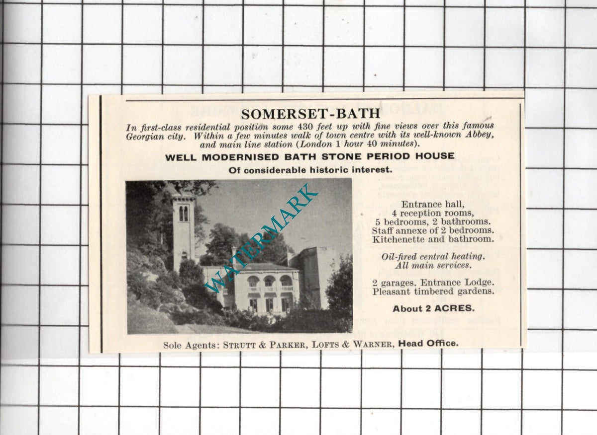 Bath Somerset / Daldorch House Ayrshire Scotland SMALL House Sale Advert - 1967
