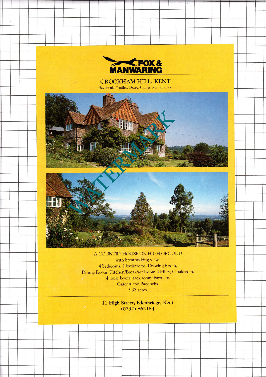 Crockham Hill Kent House Sale Advert -  1991 Clipping / Print