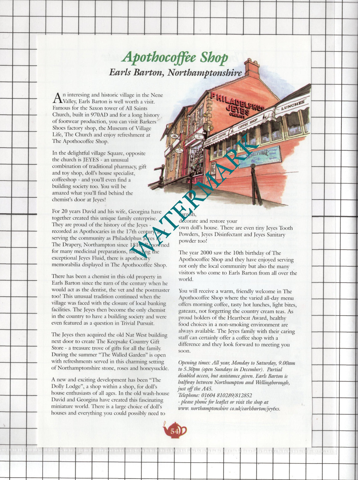 Apothocoffee Shop Earls Barton / Shirley Davies Tea Hitchin Herts c.2001 Advert
