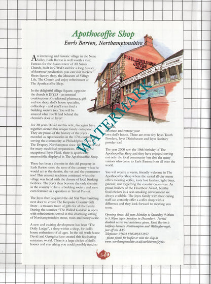 Apothocoffee Shop Earls Barton / Shirley Davies Tea Hitchin Herts c.2001 Advert