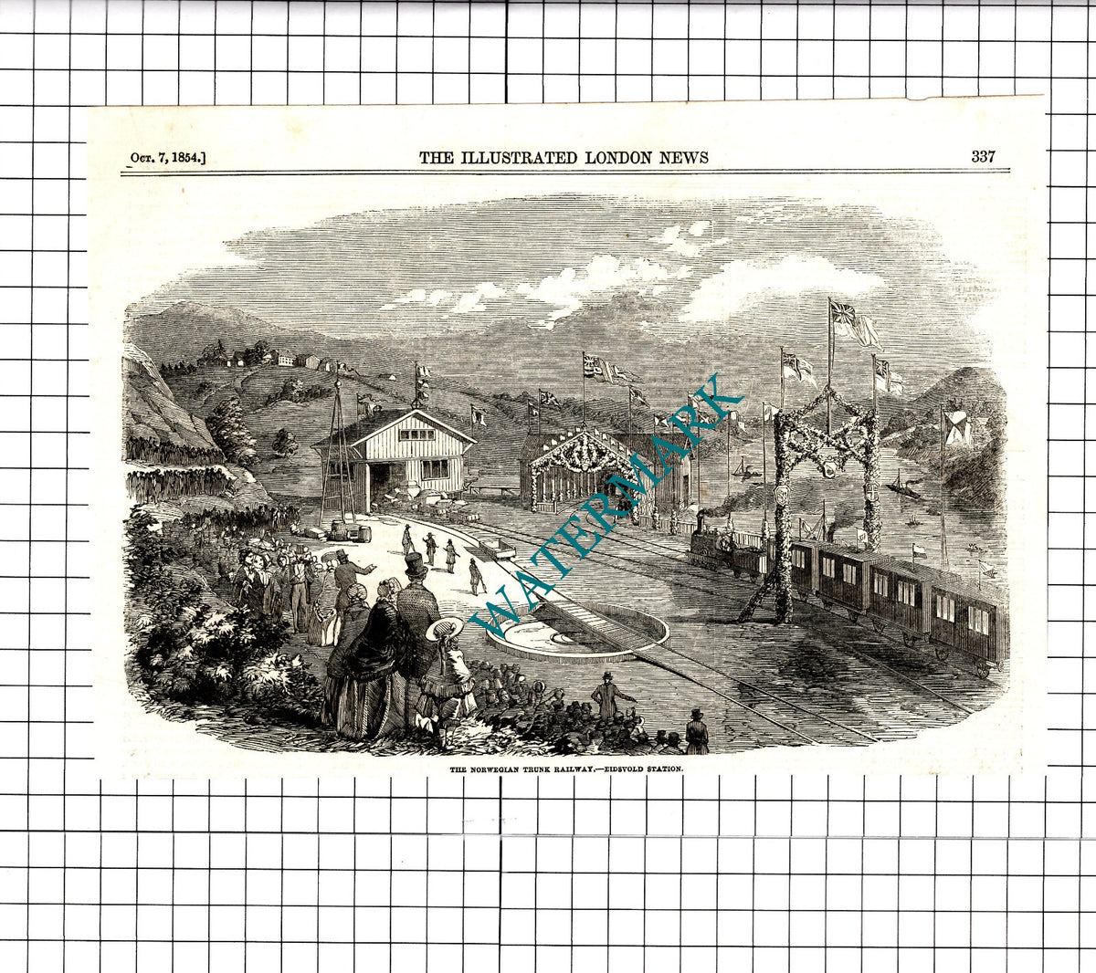 Norwegian Trunk Railway Eidsvold Station - 1854 Clipping / Print