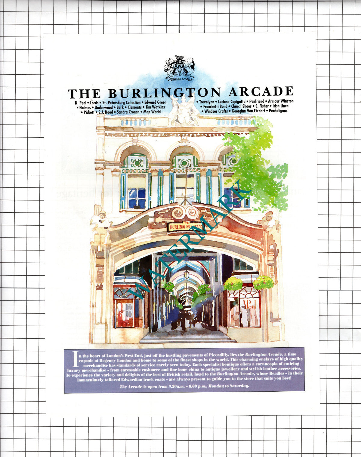 The Burlington Arcade Piccadilly London ADVERT - 1995 Cutting