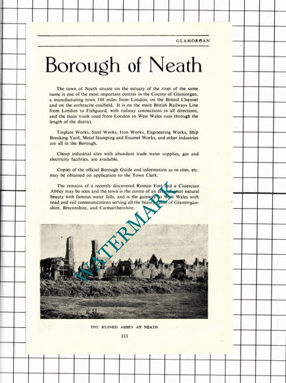 Neath Tourism / Castle Hotel Neath Evans Bevan Advert - 1953 Clipping