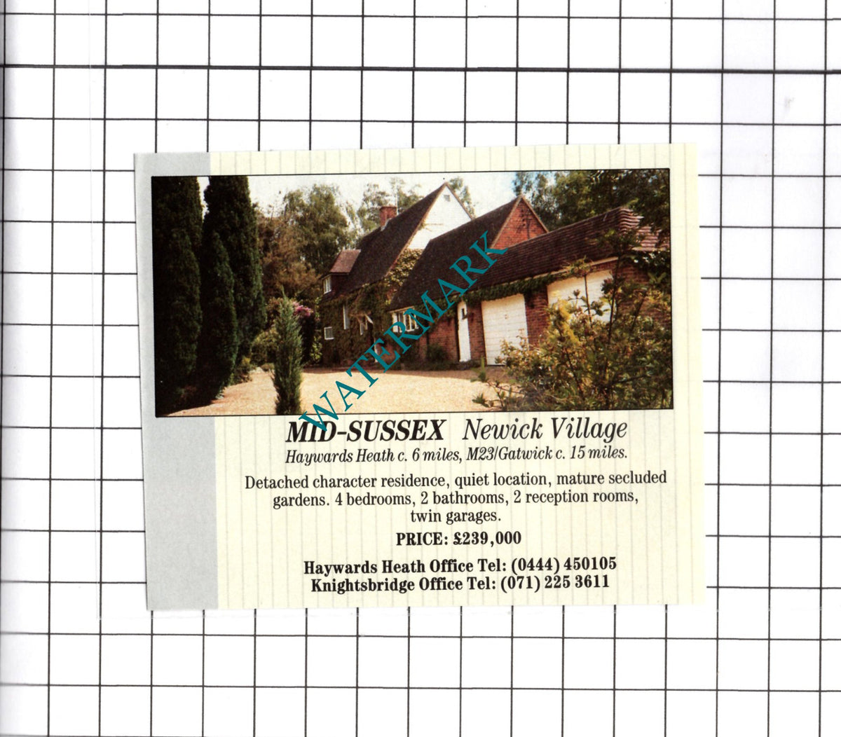 Newick Village Sussex House Sale Advert - 1991 Clipping