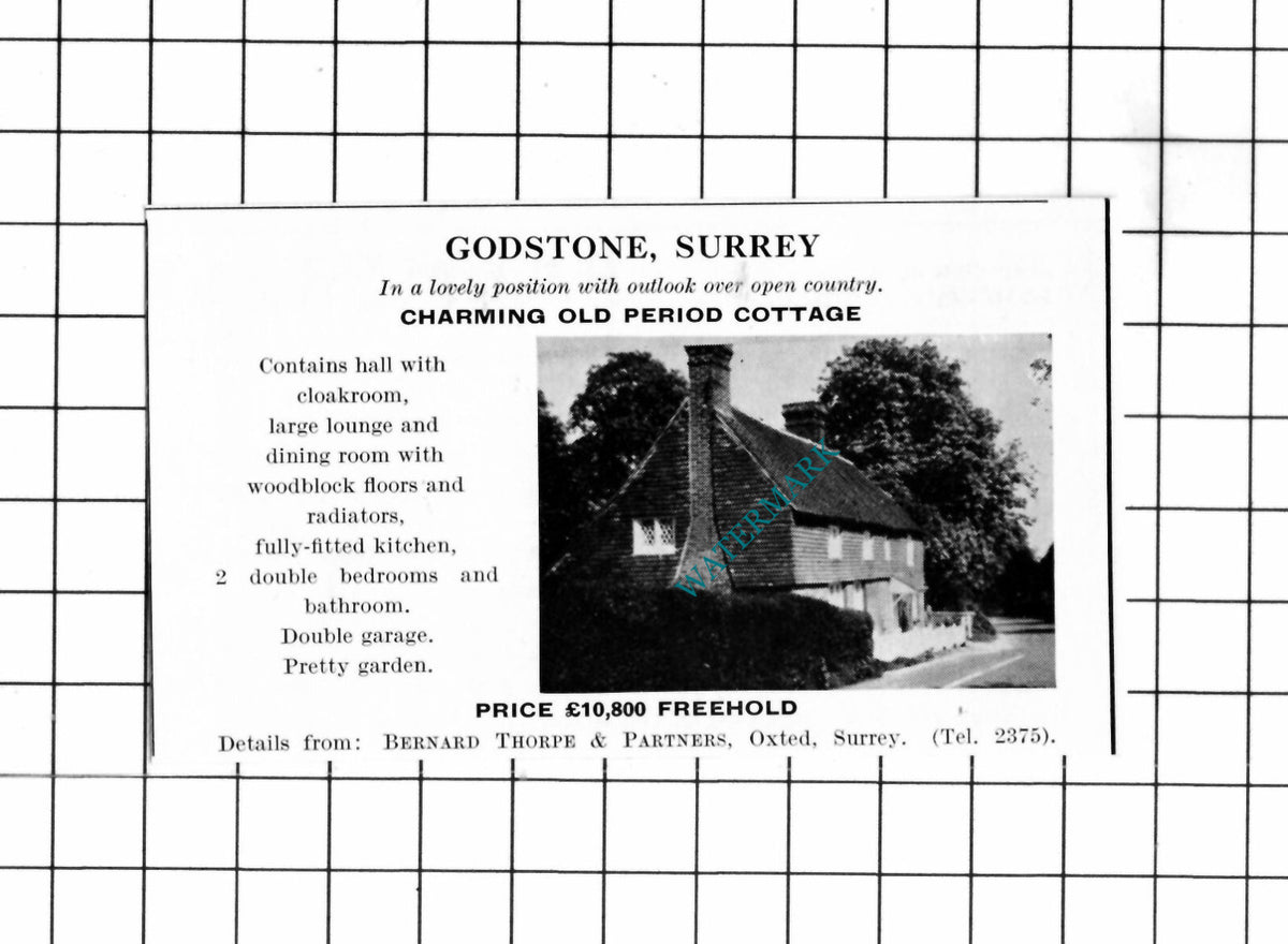 Godstone Surrey SMALL House Sale Advert  - 1967 Clipping