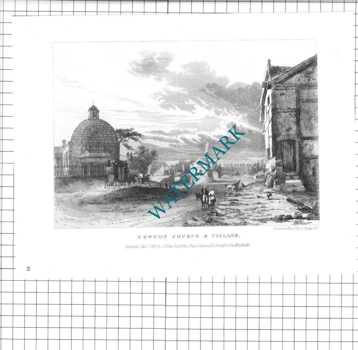Newton Church and Village I Shaw - 1980 Print