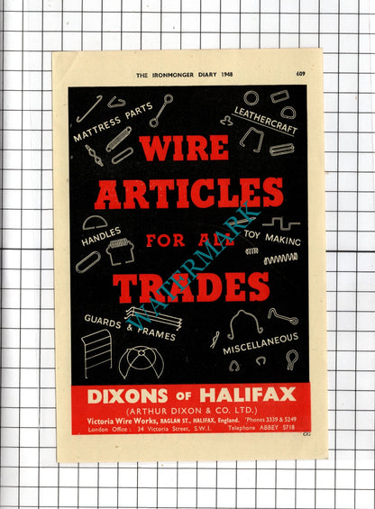Dixons Of Halifax Arthur Dixon  D Powis & Sons Sparkbrook Birmingham 1948 Advert