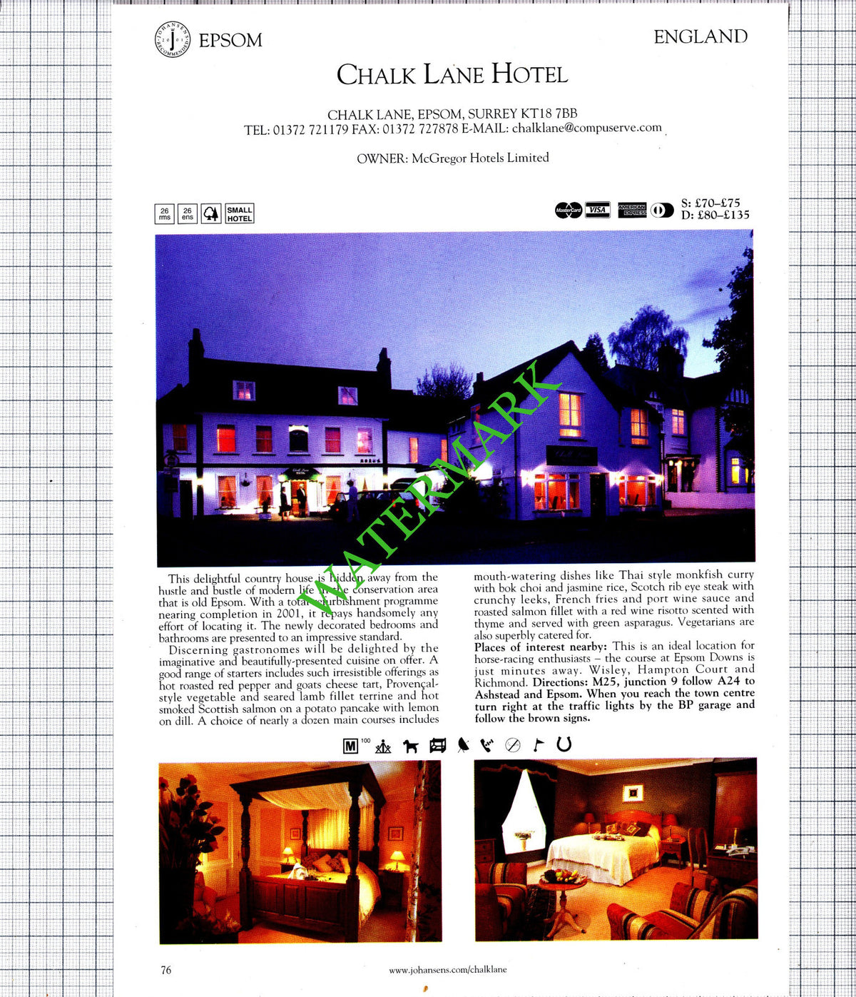 Chalk Lane Hotel Epsom Surrey / Oak Lodge Hotel Enfield - 2001 Cutting