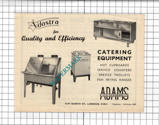 Adams & Son Engineers Ltd London Adastra - 1951 Advert
