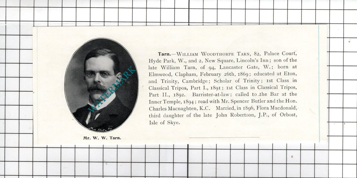 John Irvine Stirling / William Woodthorpe Tarn Elmwood Clapham - c.1905 Clipping
